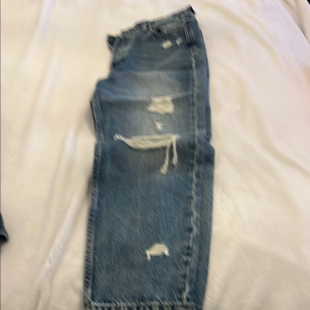 GAP Blue Relaxed Fit Jeans with Distressed Details